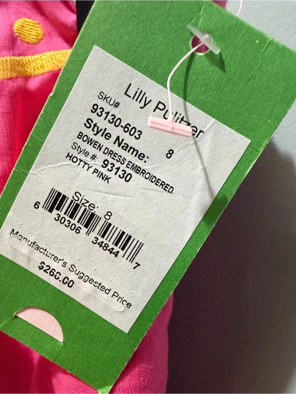Lilly Pulitzer Boden Hotty Pink Strapless Dress with Yellow Embroidery - Picture 3 of 6